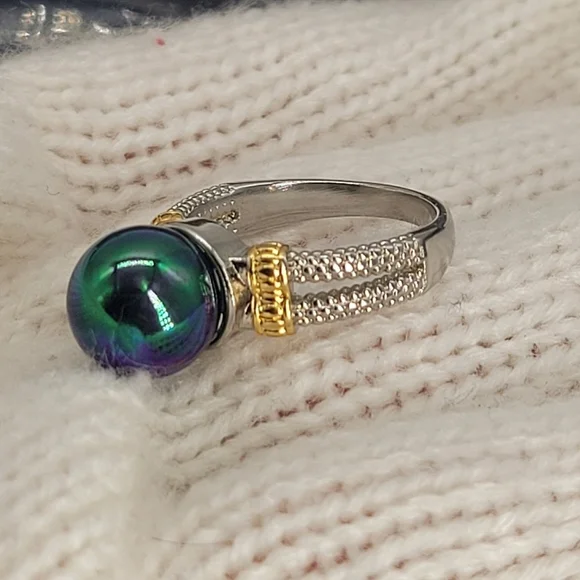 Vintage Gorgeous Ring 5925 Silver Two Tone Tied Split Shank Bead Ball Ring  7 - Picture 6 of 7